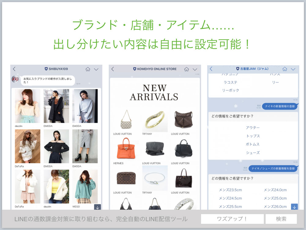 出しワケたい内容は自由に設定可能